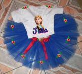 ♥ Conjunto Frozen - Anna Elsa- Tutu+Camiseta+Par de Pompons♥