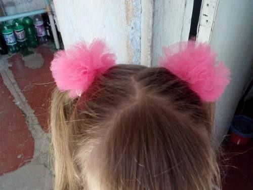 ♥ Tule - Par de Pompons Para Cabelo - Uma Cor Só ♥