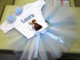 ♥ Conjunto Frozen - Elsa Anna- Tutu+Camiseta+Par de Pompons♥